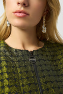 Joseph Ribkoff Black/Green Textured Dot Jacquard Swing Jacket Style 253125