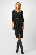 Joseph Ribkoff Black Scuba Crepe Sheath Dress Style 253127