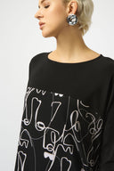 Joseph Ribkoff Black/Moonstone Face Print Cocoon Dress Style 253130