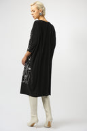 Joseph Ribkoff Black/Moonstone Face Print Cocoon Dress Style 253130