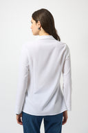 Joseph Ribkoff White Stretch Poplin Fitted Top Style 253132