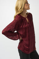 Joseph Ribkoff Merlot Satin Burnout Boxy Top Style 253135