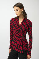 Joseph Ribkoff Geometric Print Fitted Wrap Top Style 253139
