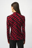 Joseph Ribkoff Geometric Print Fitted Wrap Top Style 253139