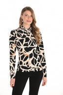 Frank Lyman Black/Beige Animal-print Top Style 253141