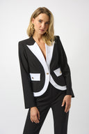 Joseph Ribkoff Black/Off-White Fitted Jacket Style 253143