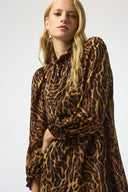 Joseph Ribkoff Black/Brown Georgette Animal Print Trapeze Dress Style 253148
