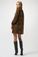 Joseph Ribkoff Black/Brown Georgette Animal Print Trapeze Dress Style 253148