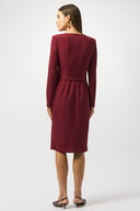 Joseph Ribkoff Merlot Scuba Crepe Belted Sheath Dress Style 253165