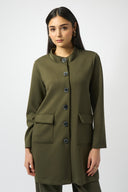 Joseph Ribkoff Khaki Scuba Jersey Straight Coat Style 253174