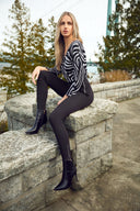 Frank Lyman Black/grey Zebra Print V-Neck Top Style 253177