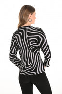 Frank Lyman Black/grey Zebra Print V-Neck Top Style 253177