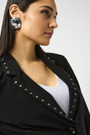 Joseph Ribkoff Black Silky Knit Fitted Blazer With Studs Style 253195