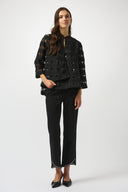 Joseph Ribkoff Black Checkered Print Swing Jacket Style 253199