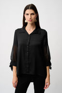 Joseph Ribkoff Satin And Organza Boxy Blouse Style 253213