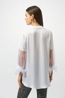 Joseph Ribkoff Satin And Organza Boxy Blouse Style 253213