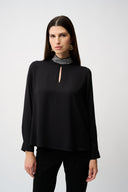 Joseph Ribkoff Black Soft Twill Straight Top Style 253216.