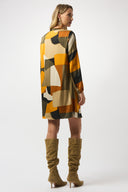 Joseph Ribkoff Black/Multi Abstract Print Trapeze Dress Style 253218