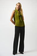 Joseph Ribkoff Artichoke Satin Tie Neck Top Style 253225