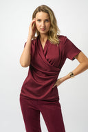 Joseph Ribkoff Satin And Silky Knit Wrap Top Style 253237