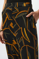 Joseph Ribkoff Black/Multi Woven Geometric Print Wide-Leg Pants Style 253239