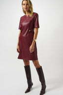 Joseph Ribkoff Merlot Leatherette A-Line Dress Style 253243