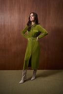 Joseph RIbkoff Moss Crepe And Satin Straight Shirt Dress Style 253244