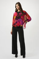 Joseph Ribkoff Black/Multi Chiffon Floral Print Boxy Top 253257