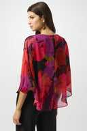 Joseph Ribkoff Black/Multi Chiffon Floral Print Boxy Top 253257