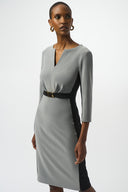 Joseph Ribkoff Grey Melange/Black Sheath Dress Style 253264