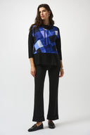 Joseph Ribkoff Black/Blue Plaid Print Boxy Tunic Style 253265