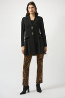 Joseph Ribkoff Black/Brown Animal Print Straight Pants Style 253269