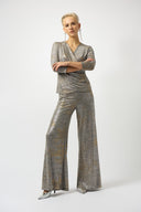 Joseph Ribkoff Beige/Multi Foiled Wide-Leg Pants Style 253274