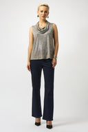 Joseph Ribkoff Beige/Multi Foiled Sleeveless Top Style 253277