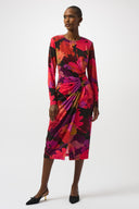 Joseph Ribkoff Black/Multi Silky Knit Floral Print Sheath Dress Style 253279