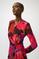 Joseph Ribkoff Black/Multi Silky Knit Floral Print Sheath Dress Style 253279