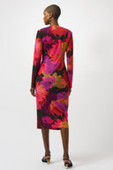 Joseph Ribkoff Black/Multi Silky Knit Floral Print Sheath Dress Style 253279