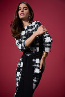 Joseph Ribkoff Jacquard Sweater Plaid Print Sheath Dress Style 253289