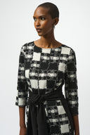 Joseph Ribkoff Jacquard Sweater Plaid Print Sheath Dress Style 253289