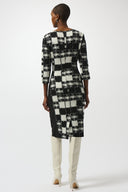 Joseph Ribkoff Jacquard Sweater Plaid Print Sheath Dress Style 253289
