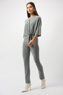 Joseph Ribkoff Grey Melange Silky Knit Straight Leg Pull-On Pants Style 253295