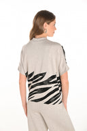Frank Lyman Beige/Black Zebra Print Top Style 253338