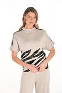 Frank Lyman Beige/Black Zebra Print Top Style 253338