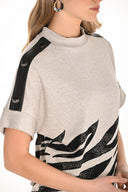 Frank Lyman Beige/Black Zebra Print Top Style 253338