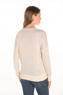 Frank Lyman Beige Sweater Knit Rhinestone Top Style 253701