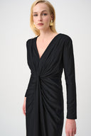 Joseph Ribkoff Signature Draped V-Neck Sheath Dress Style 253714F26