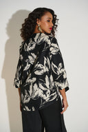 Joseph Ribkoff Black/Off-White Jacquard Floral Print Swing Jacket Style 253719