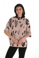 Frank Lyman Beige/Black Mock Neck Jewel Embellished Pullover Style 253721