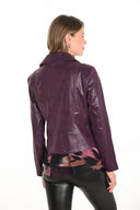 Frank Lyman Plum Leatherette Moto Jacket Style 253724