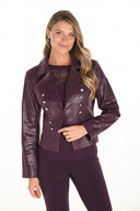 Frank Lyman Plum Leatherette Moto Jacket Style 253724